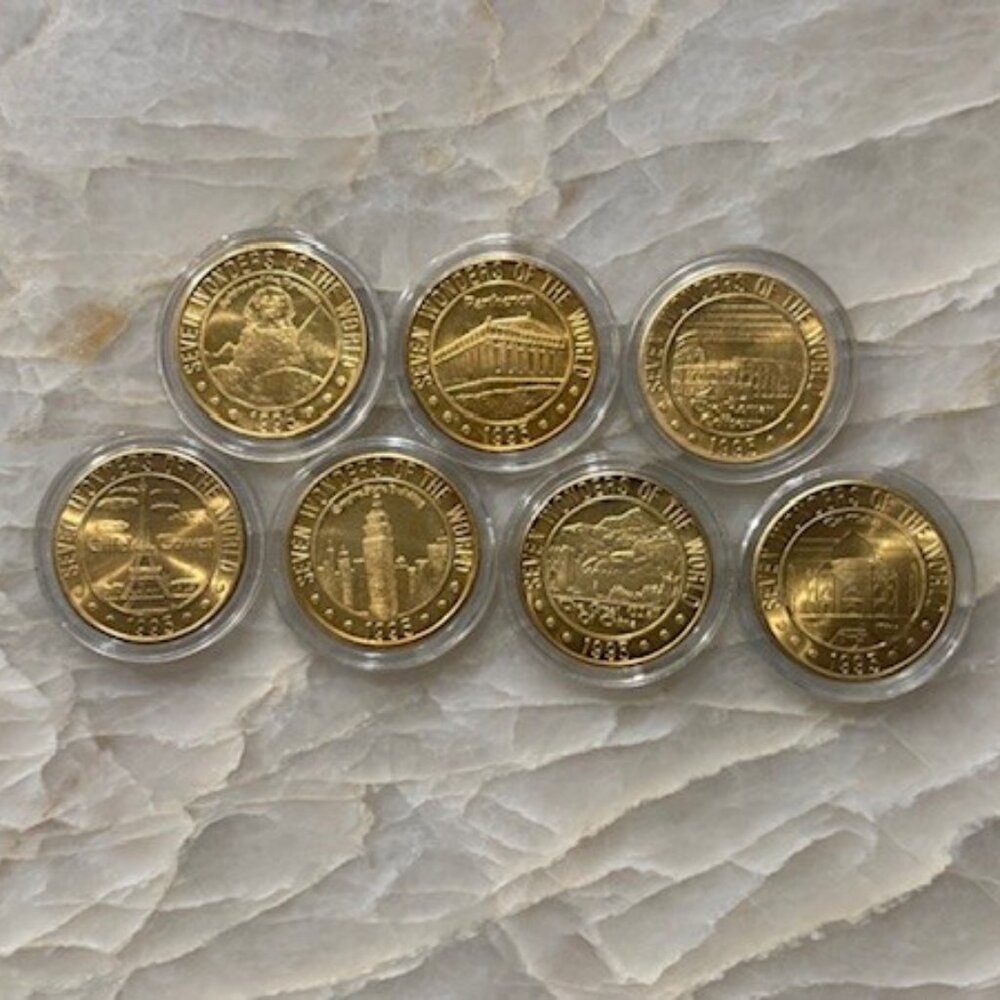 7 Wonders of the World Grand Casino Gaming Token Coins 1995 Complete Set